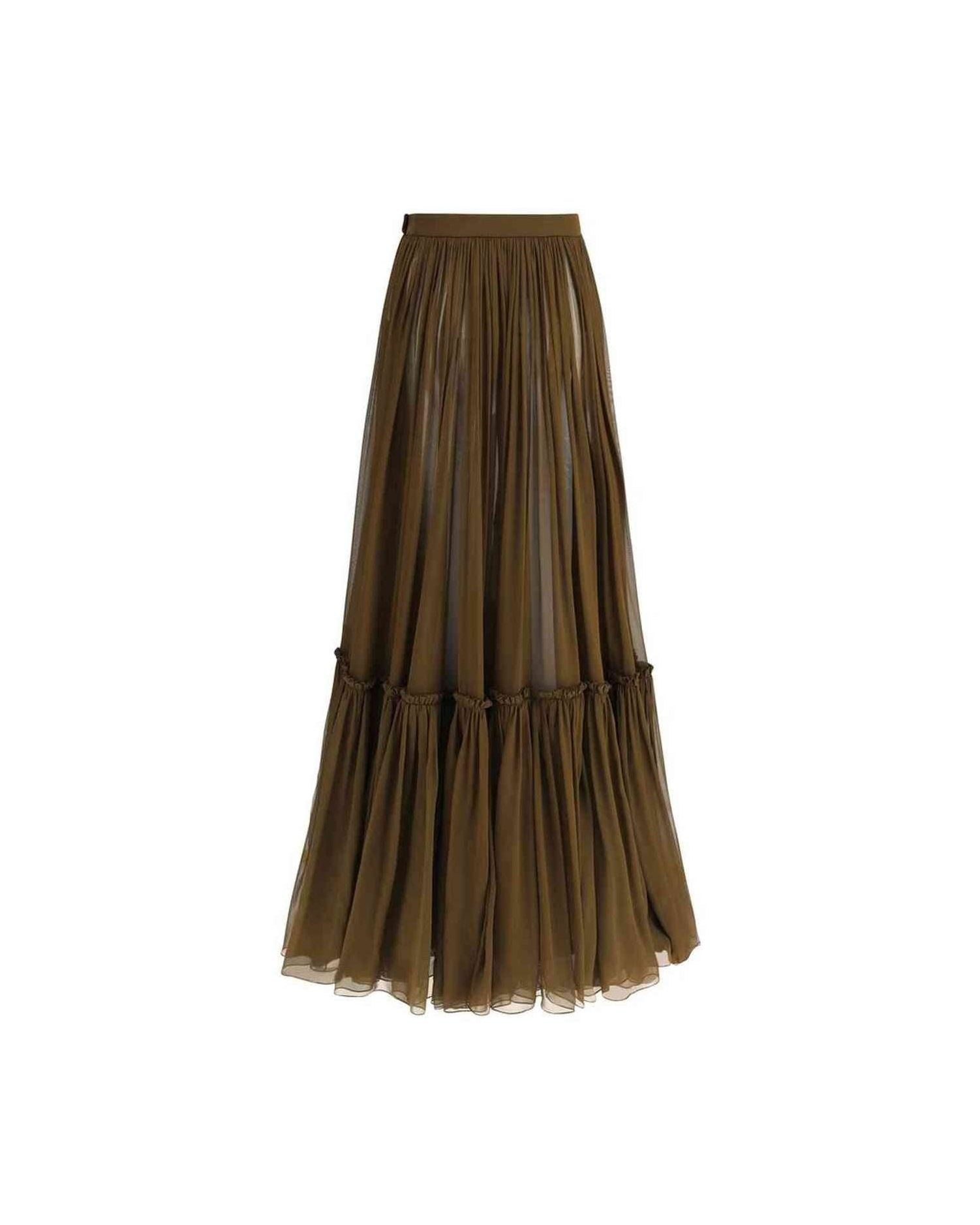 Saint Laurent Flounced Long Skirt Glam Steals