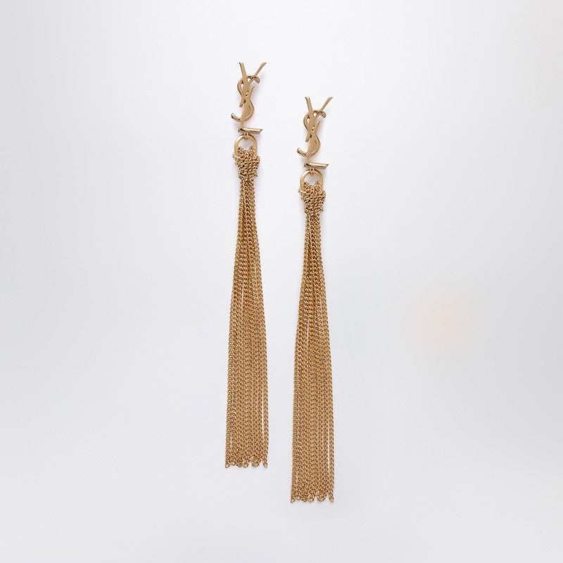 Saint Laurent Gold Cassandre Dangling Earrings Glam Steals