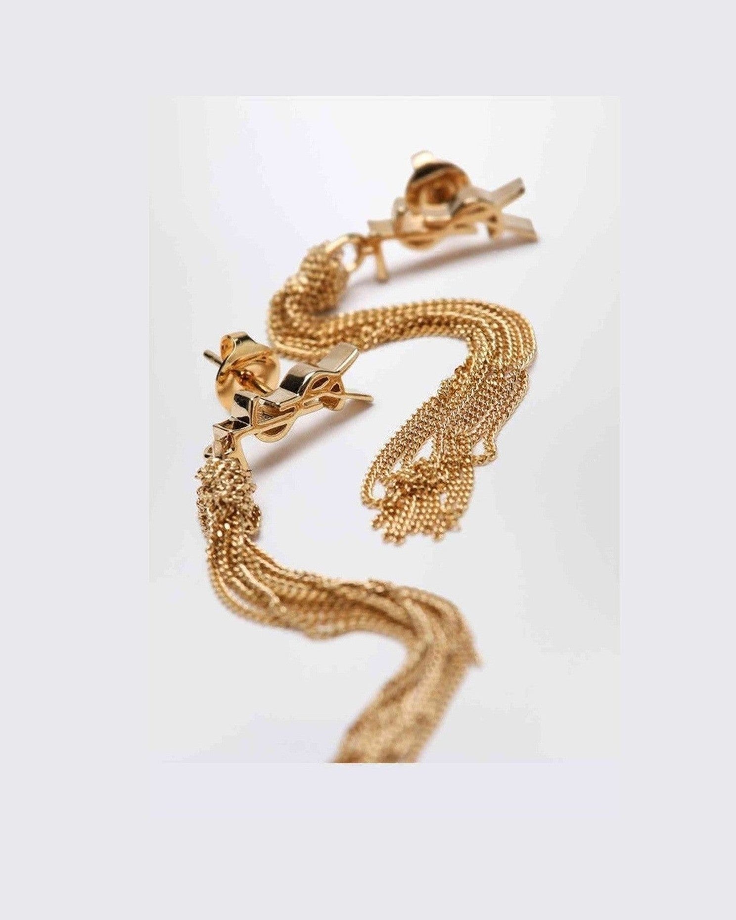 Saint Laurent Gold Cassandre Dangling Earrings Glam Steals