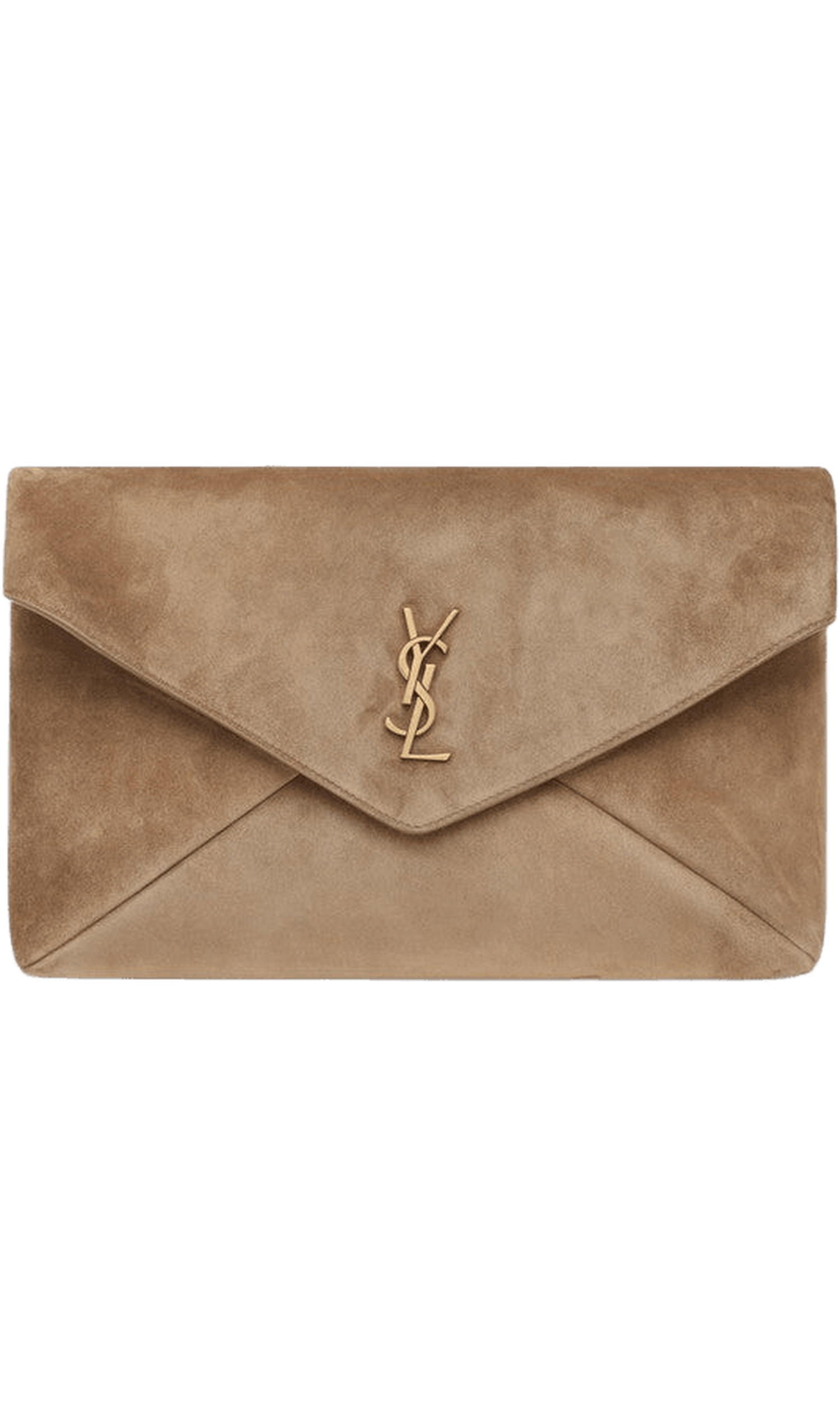 Saint Laurent Gold Suede Cassandre Large Envelope Pouch Glam Steals