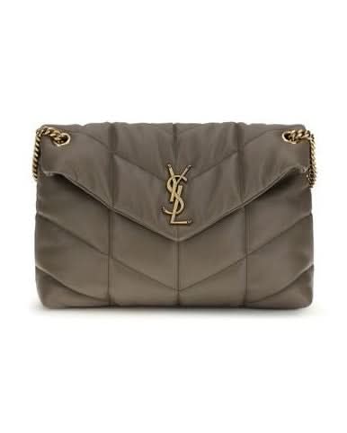 Saint Laurent Gray Leather Lamb Shoulder Bag 