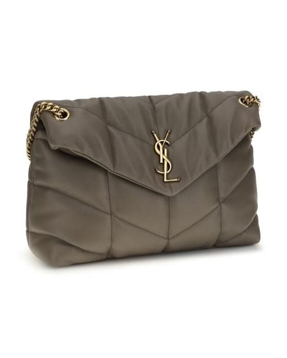 Saint Laurent Gray Leather Lamb Shoulder Bag 