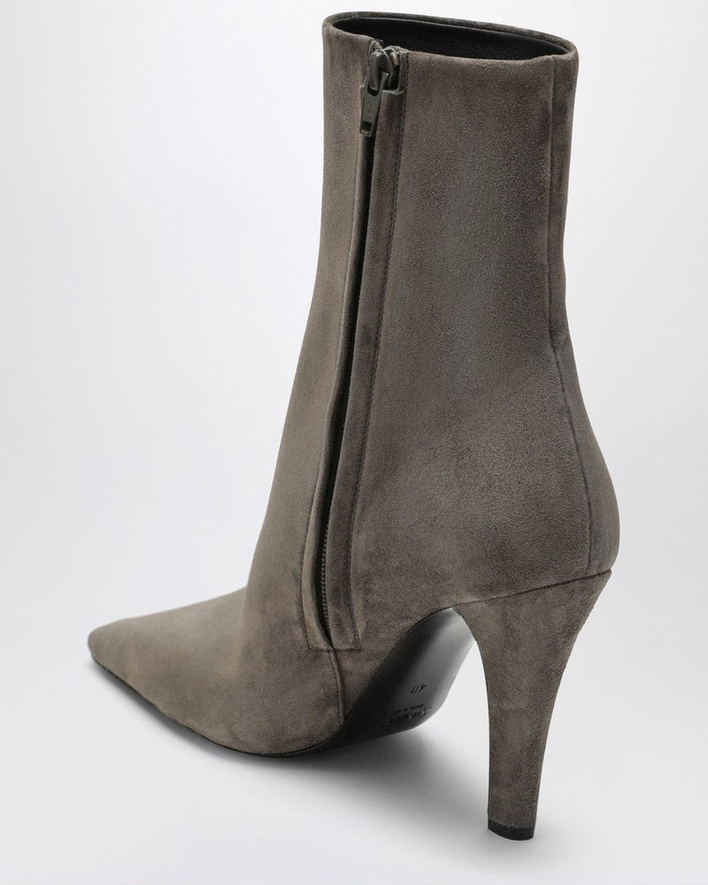 Saint Laurent Grey Suede Jill Ankle Boots Glam Steals