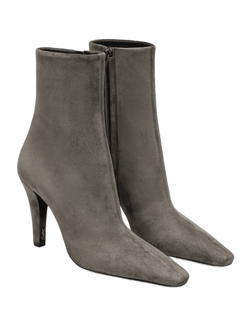Saint Laurent Grey Suede Jill Ankle Boots Glam Steals