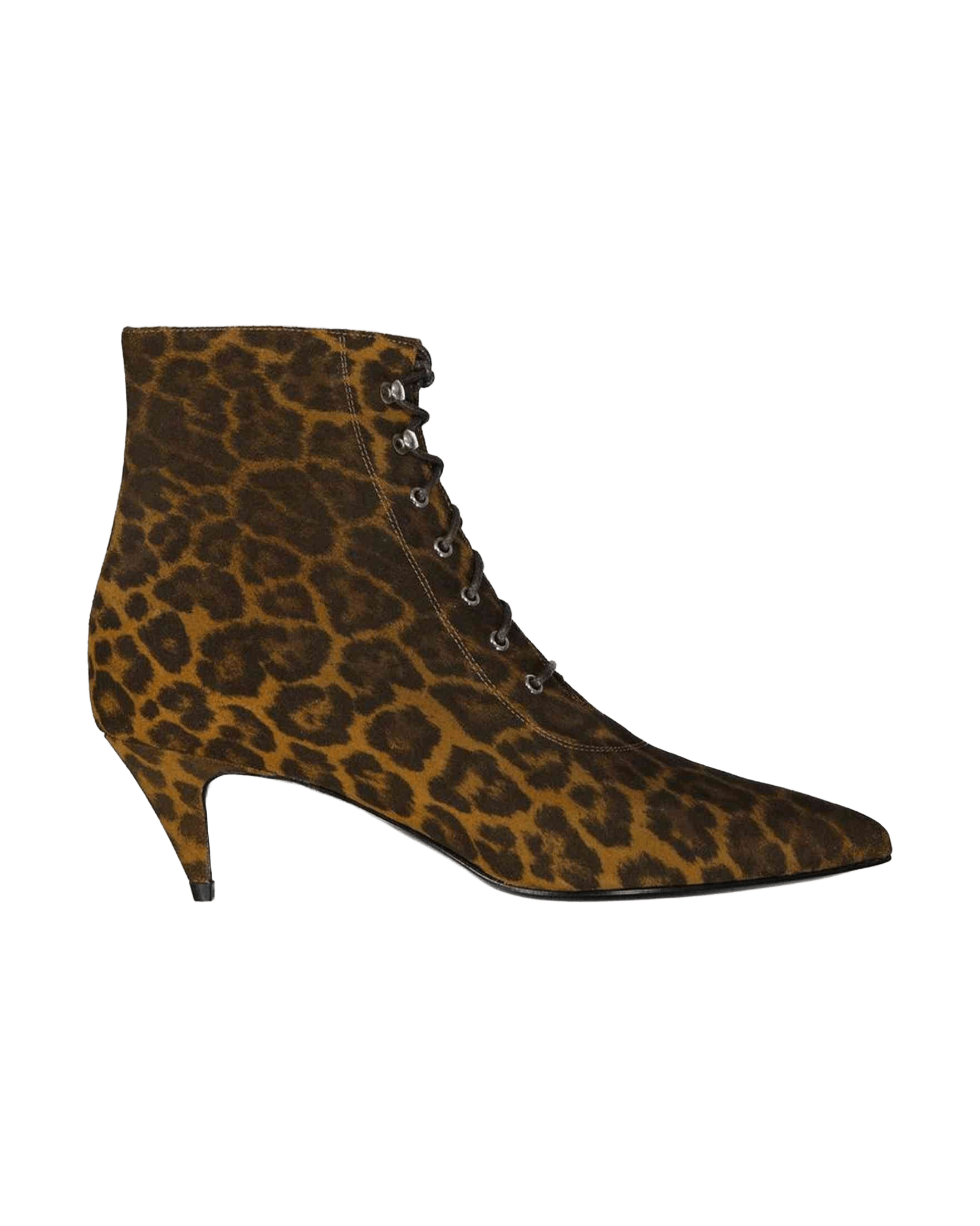 Saint Laurent Lace Kiki Up Leopard Print Ankle Boots Glam Steals