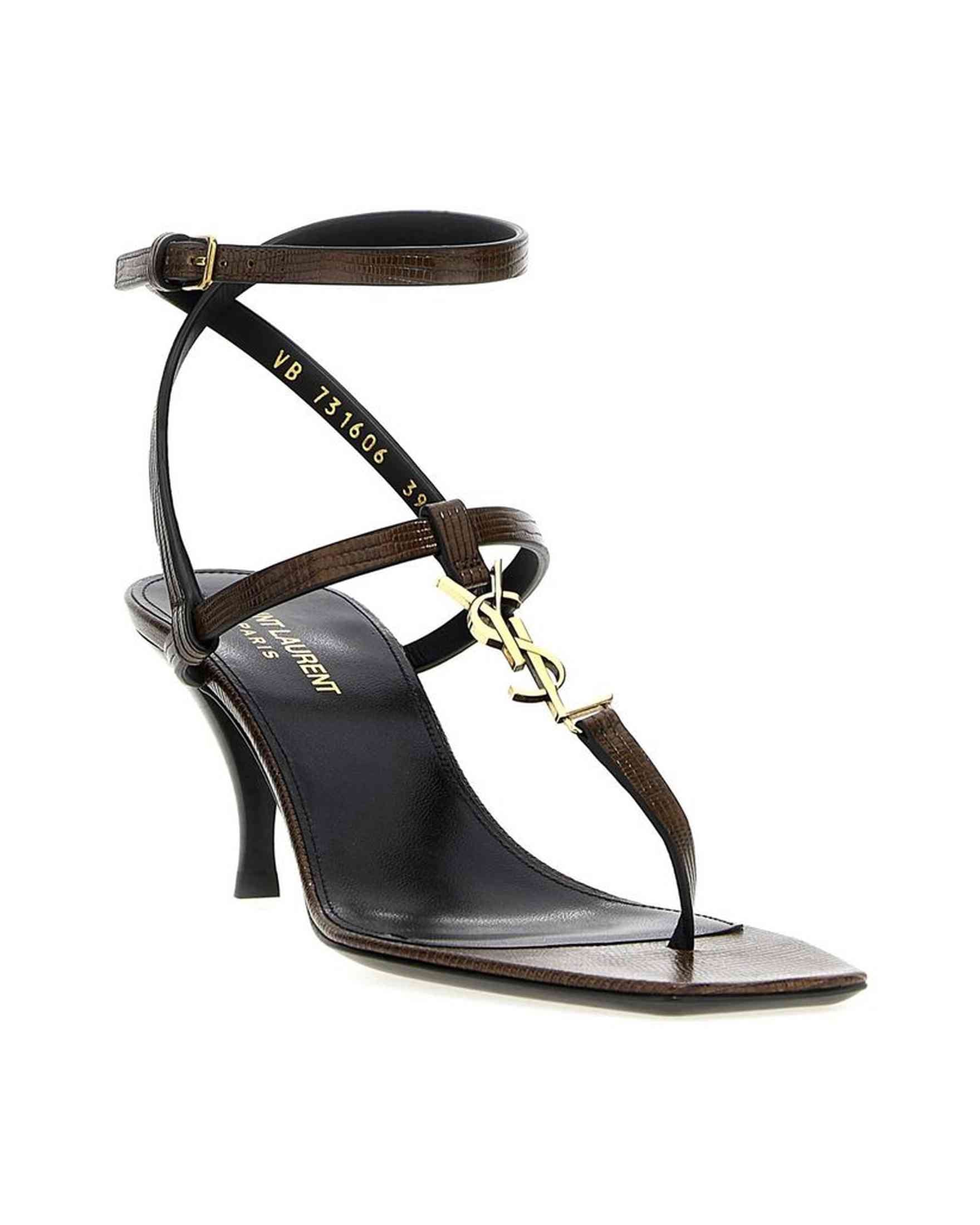 Saint Laurent Leather Cassandra Flip Flop Sandals Glam Steals