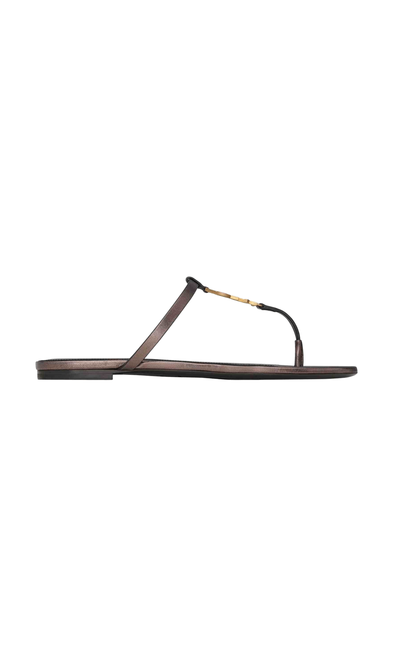 Saint Laurent Leather Cassandre Thong Sandals Glam Steals
