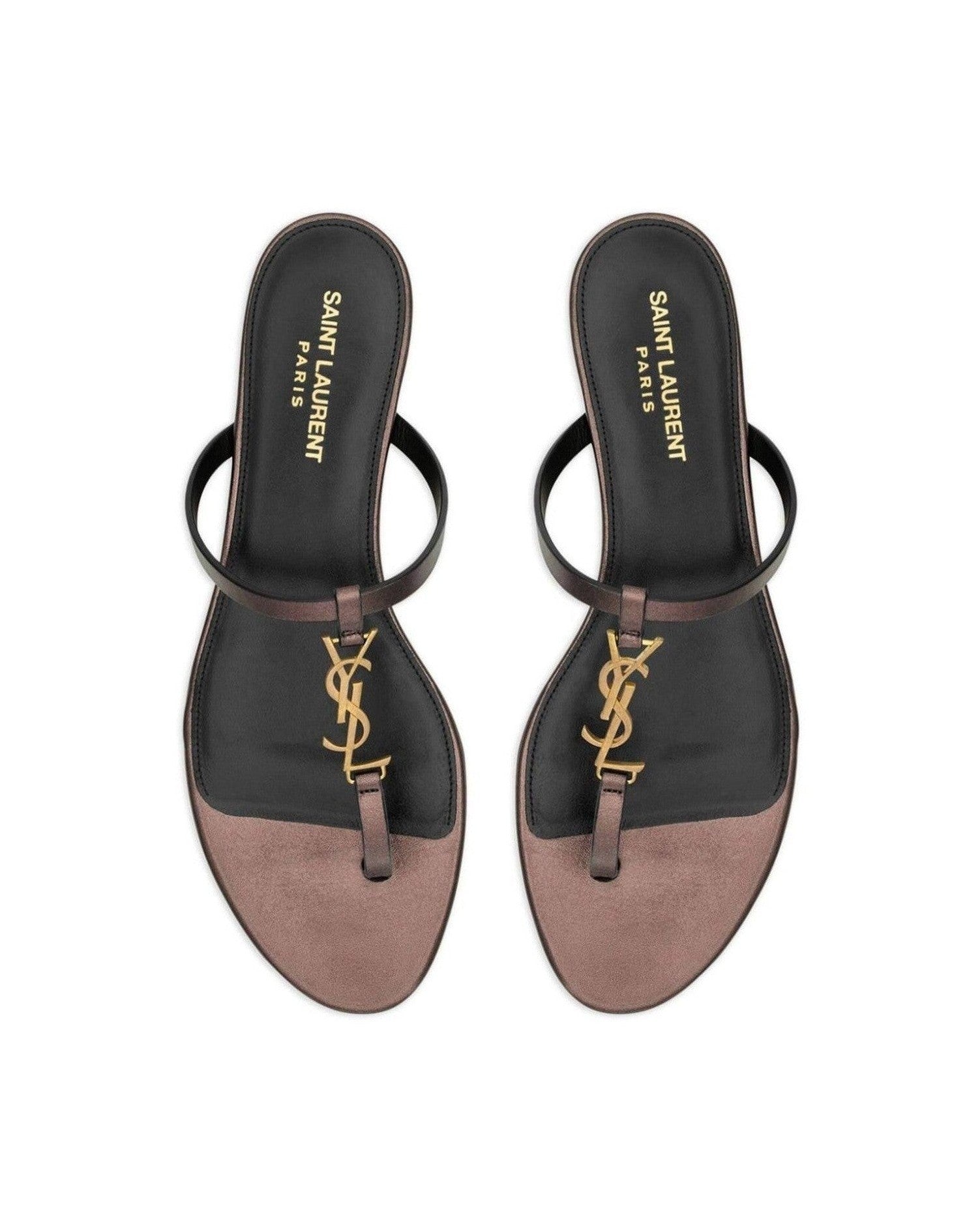 Saint Laurent Leather Cassandre Thong Sandals Glam Steals