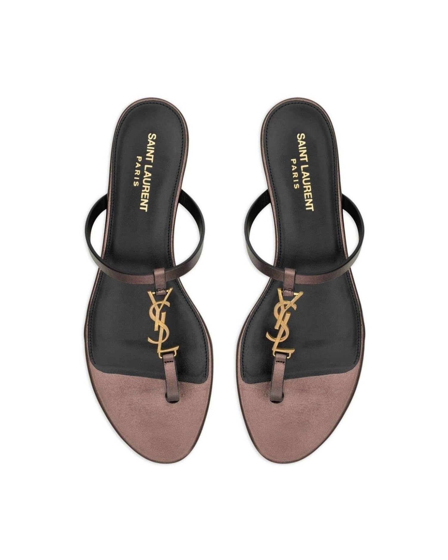 Saint Laurent Leather Cassandre Thong Sandals Glam Steals