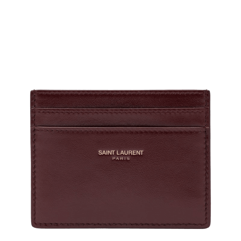 Saint Laurent Leather Dark Ruby Credit Card Holder Glam Steals