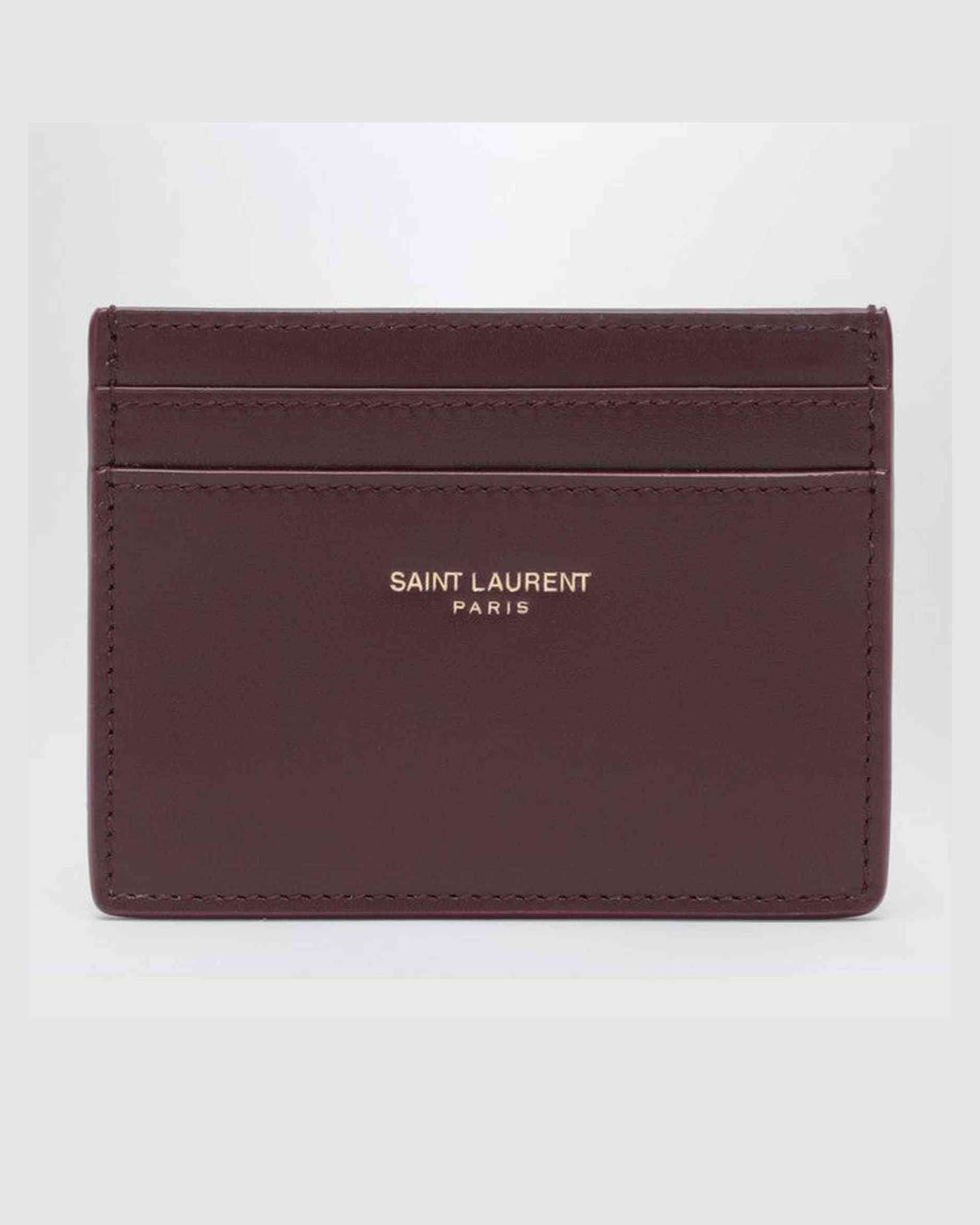 Saint Laurent Leather Hot Wine Credit Card Holder Glam Steals
