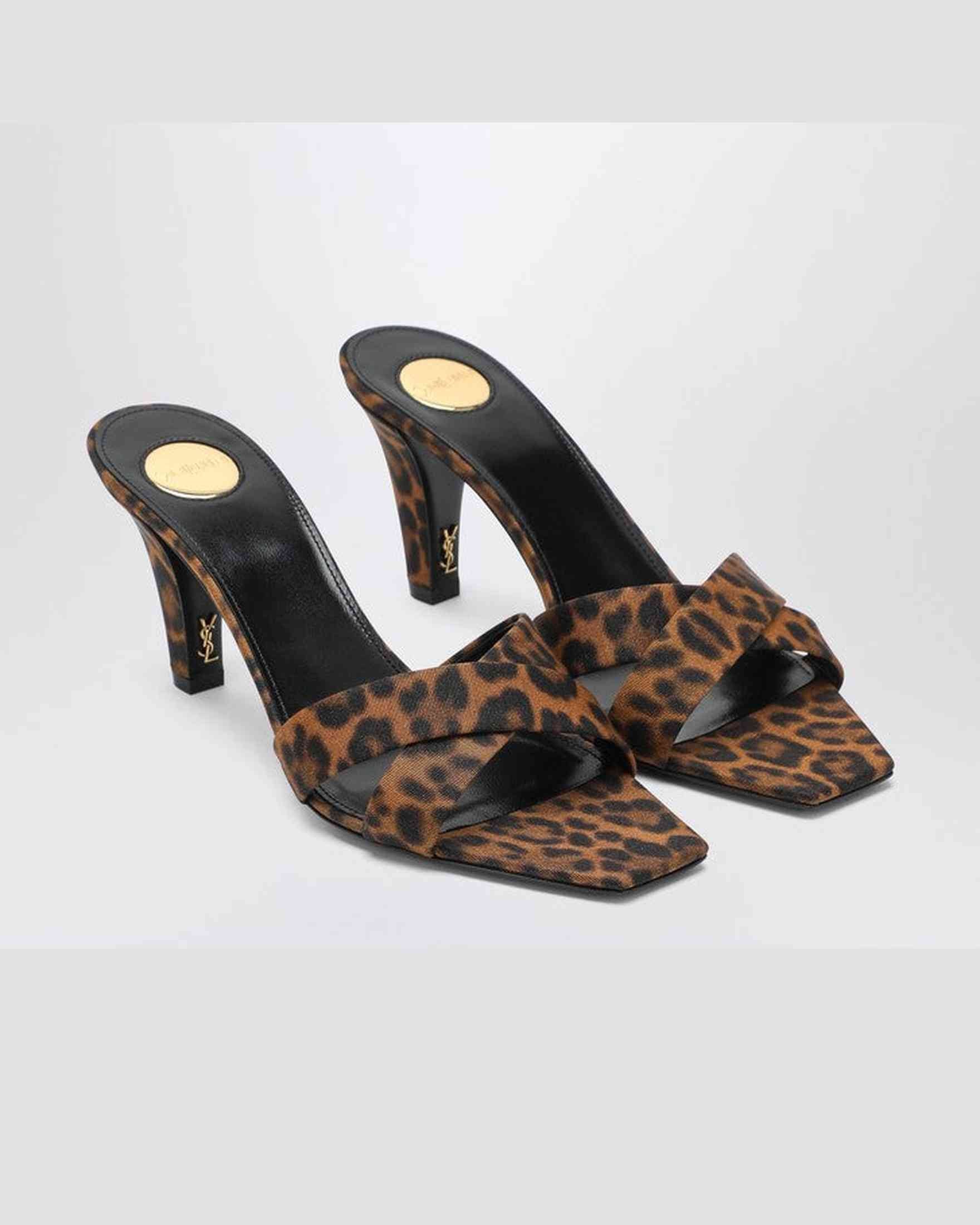 Saint Laurent Mule Jill In Gros Grain Leopard Print Glam Steals