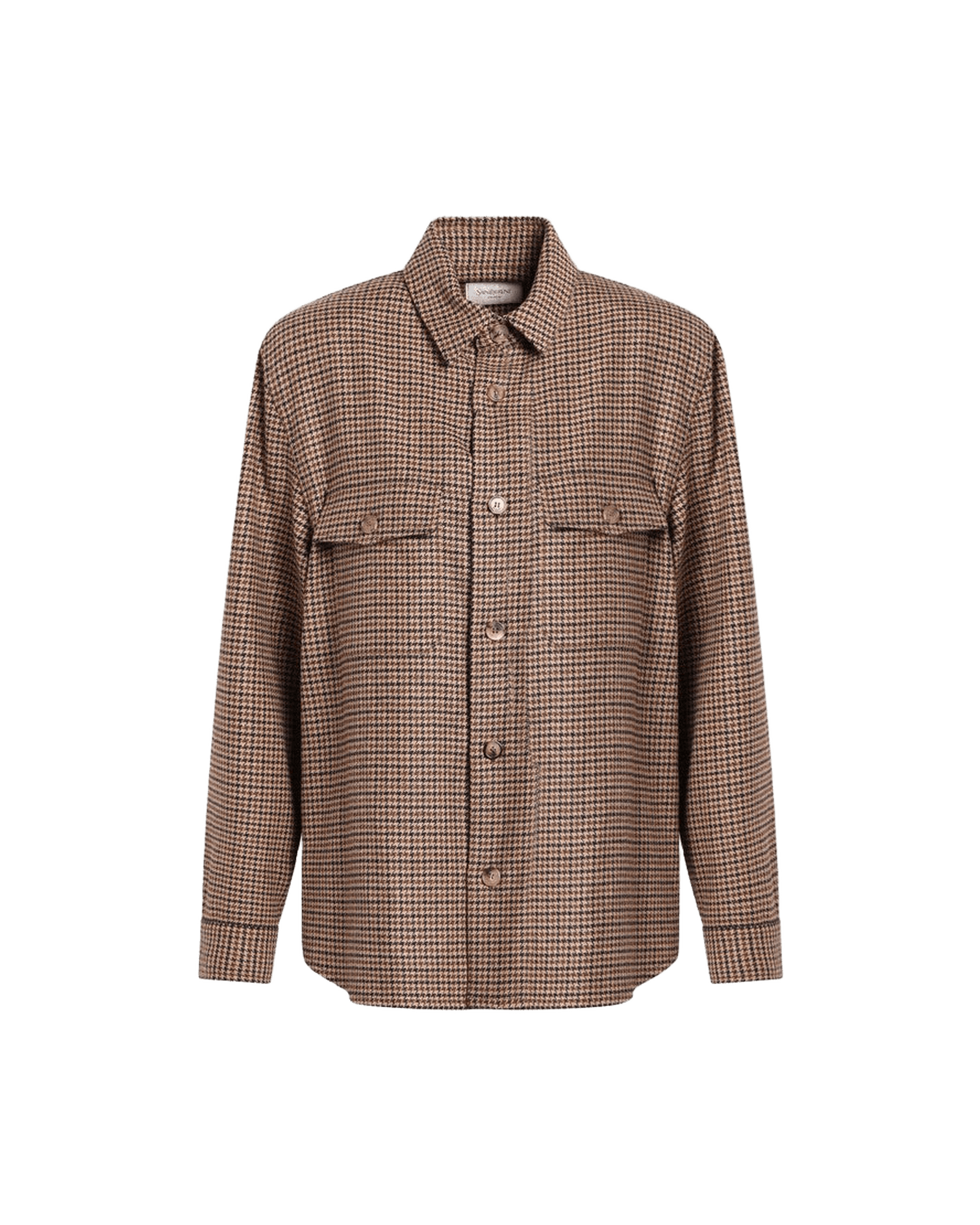 Saint Laurent Overshirt in Beige Houndstooth Glam Steals