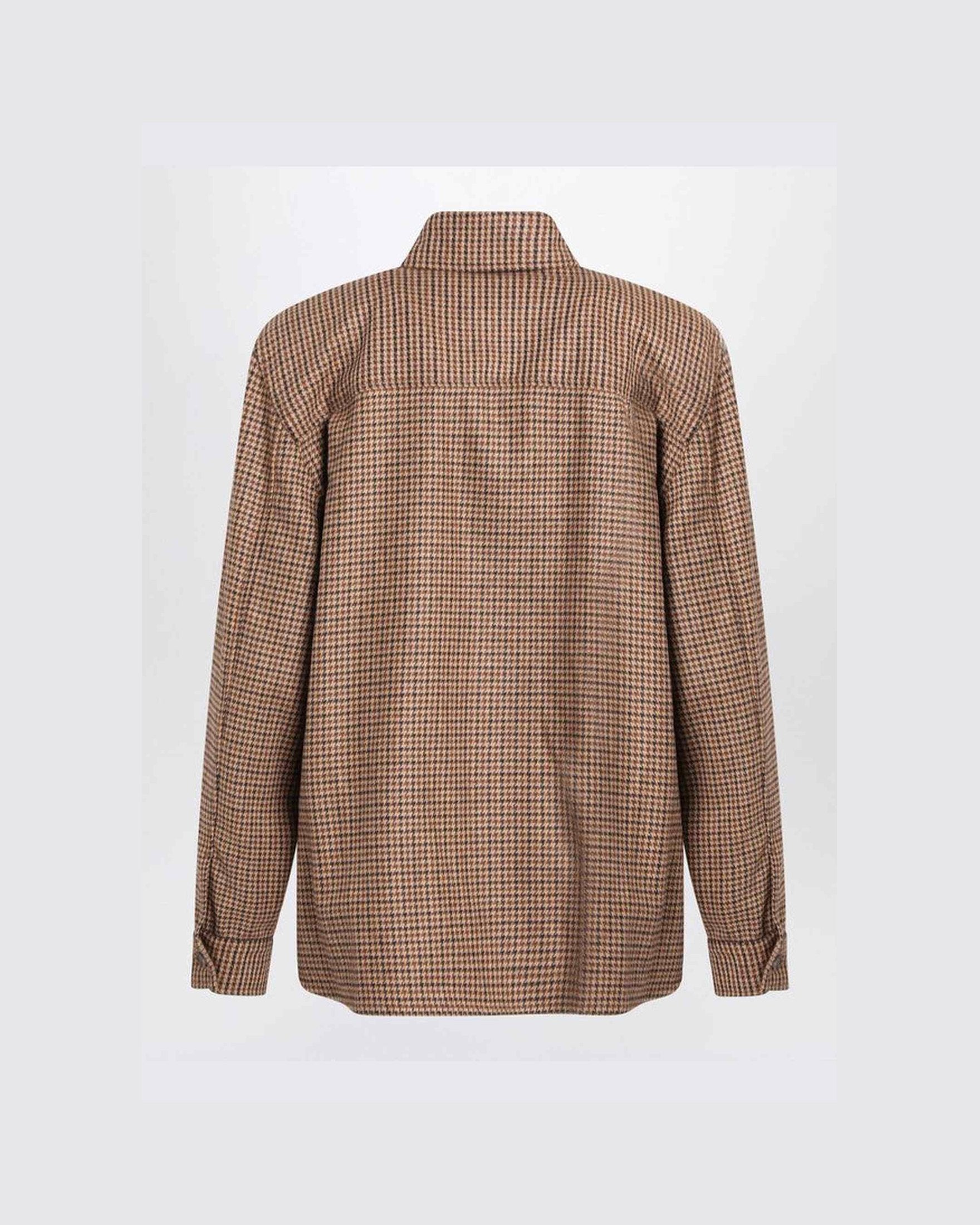 Saint Laurent Overshirt in Beige/brown/black Houndstooth Glam Steals