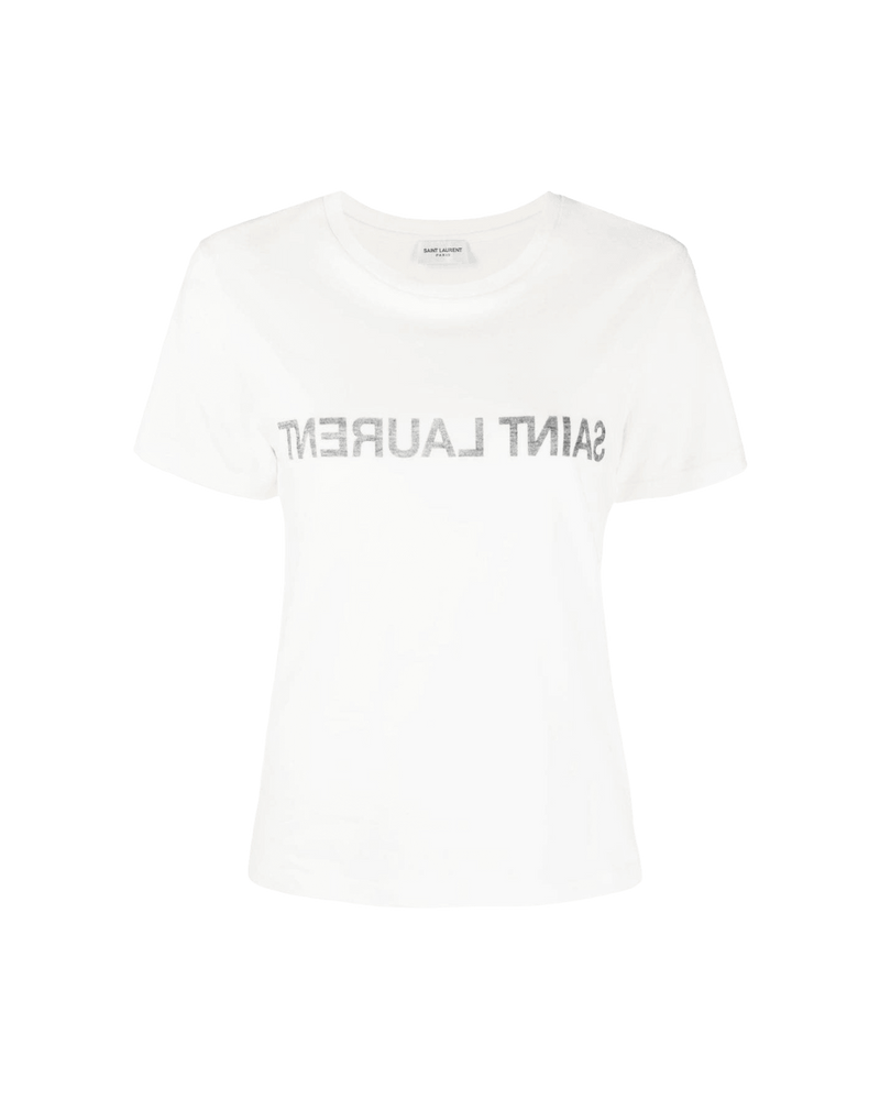 Saint Laurent Reverse Logo Print T-Shirt Glam Steals
