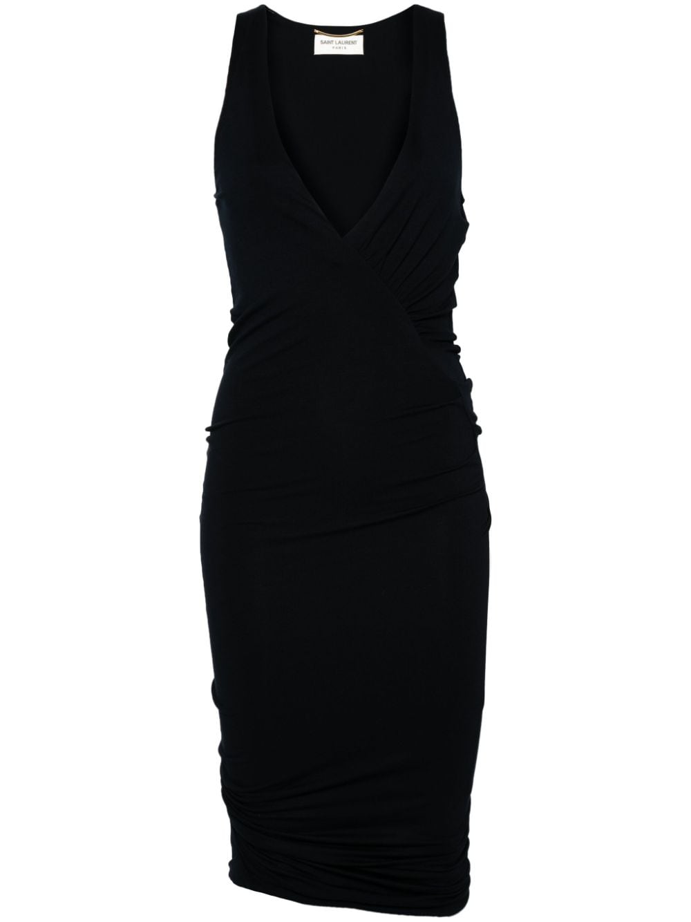 Saint Laurent Ruched V Neck Mini Dress Glam Steals