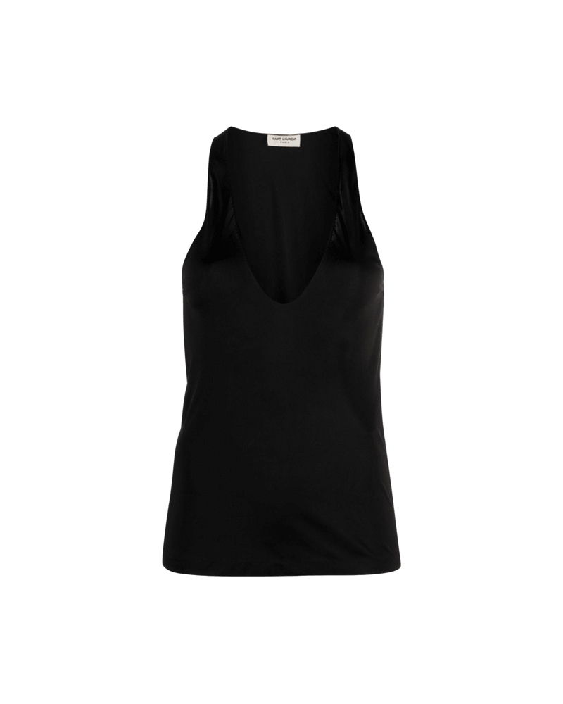 Saint Laurent Satin Plunging Tank Top Glam Steals