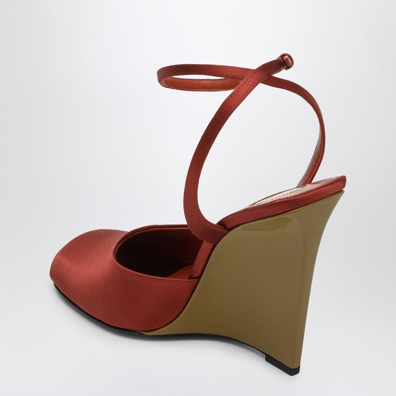 Saint Laurent Satin Zeppe La Scandale in Rust Color Glam Steals