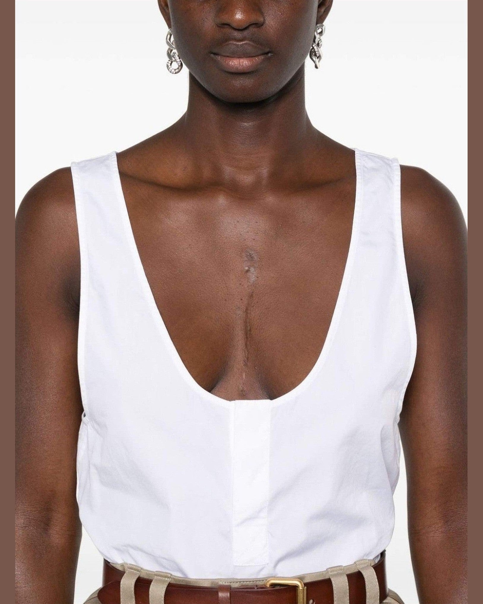 Saint Laurent Semi Sheer Henley Tank Top Glam Steals