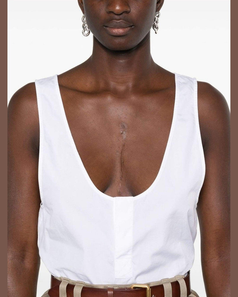 Saint Laurent Semi Sheer Henley Tank Top Glam Steals