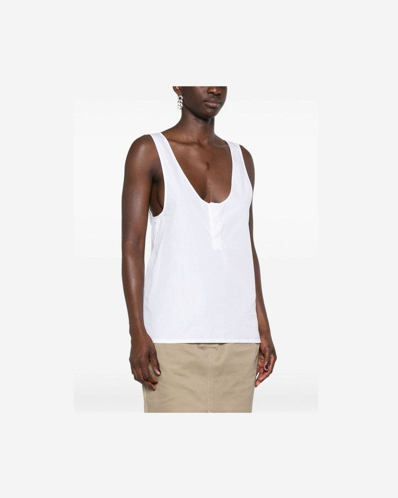 Saint Laurent Semi Sheer Henley Tank Top Glam Steals