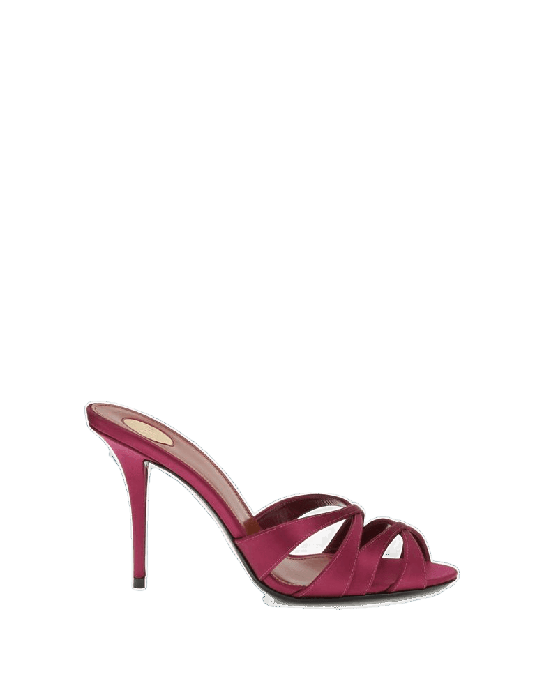 Saint Laurent Silk Bordeaux Stiletto Heel Sandals Glam Steals