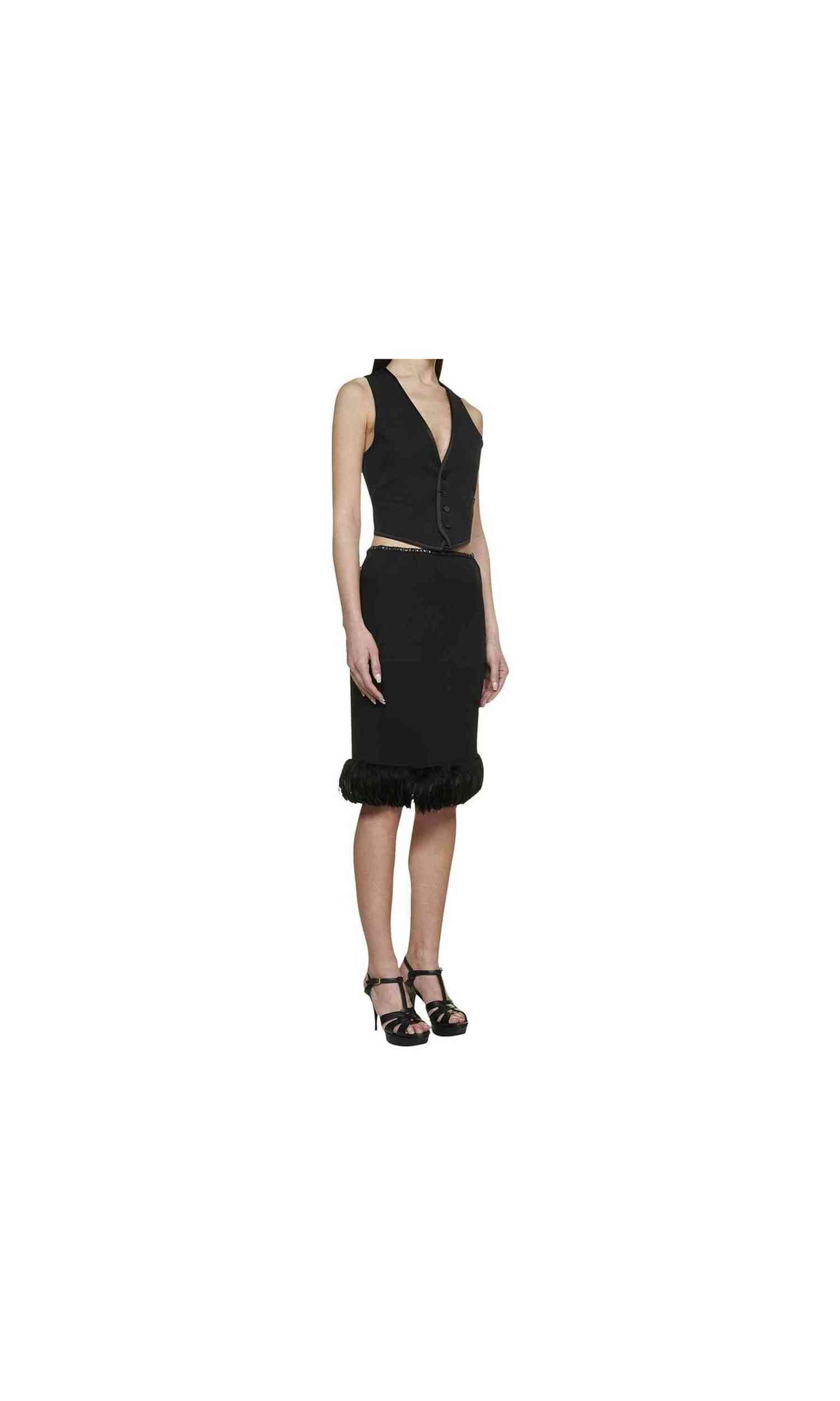 Saint Laurent Silk Feathers Trim Skirt Glam Steals