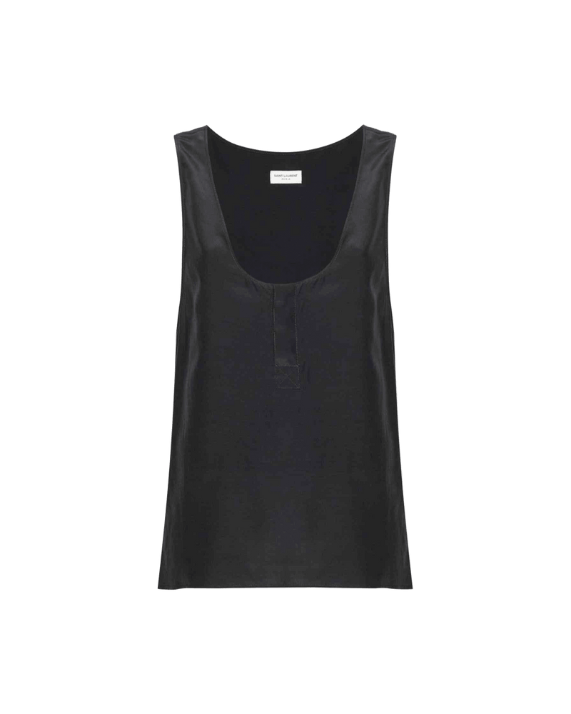 Saint Laurent Silk Henley Neck Tank Top Glam Steals