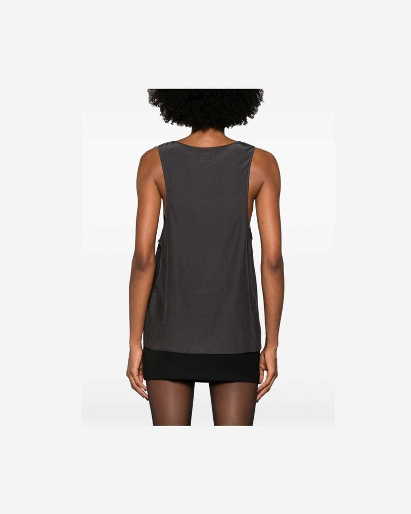 Saint Laurent Silk Henley Neck Tank Top Glam Steals