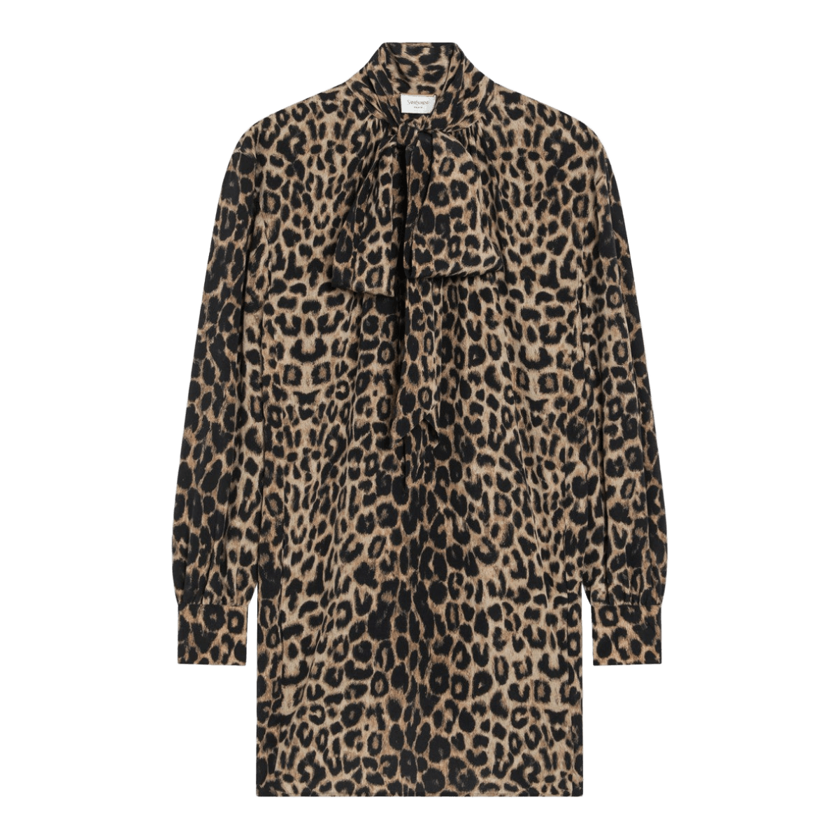 Saint Laurent Silk Leopard Print Mini Dress