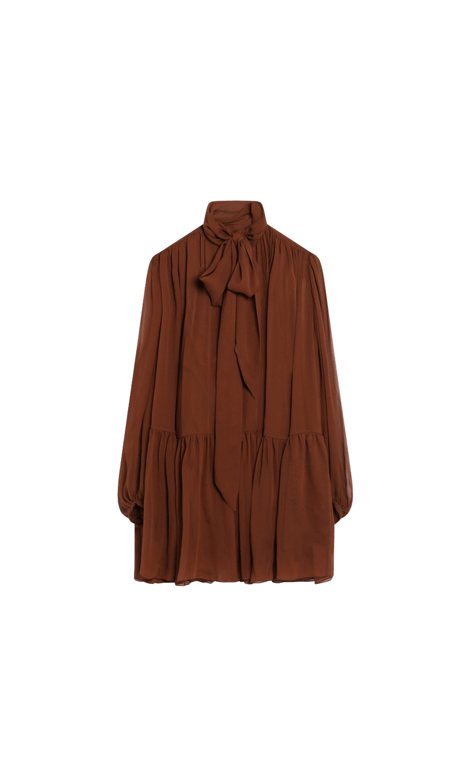 Saint Laurent Silk Rust Colored Lavallière Dress Glam Steals