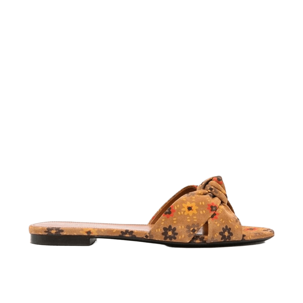Saint Laurent Suede Bianca Knotted Slides Glam Steals