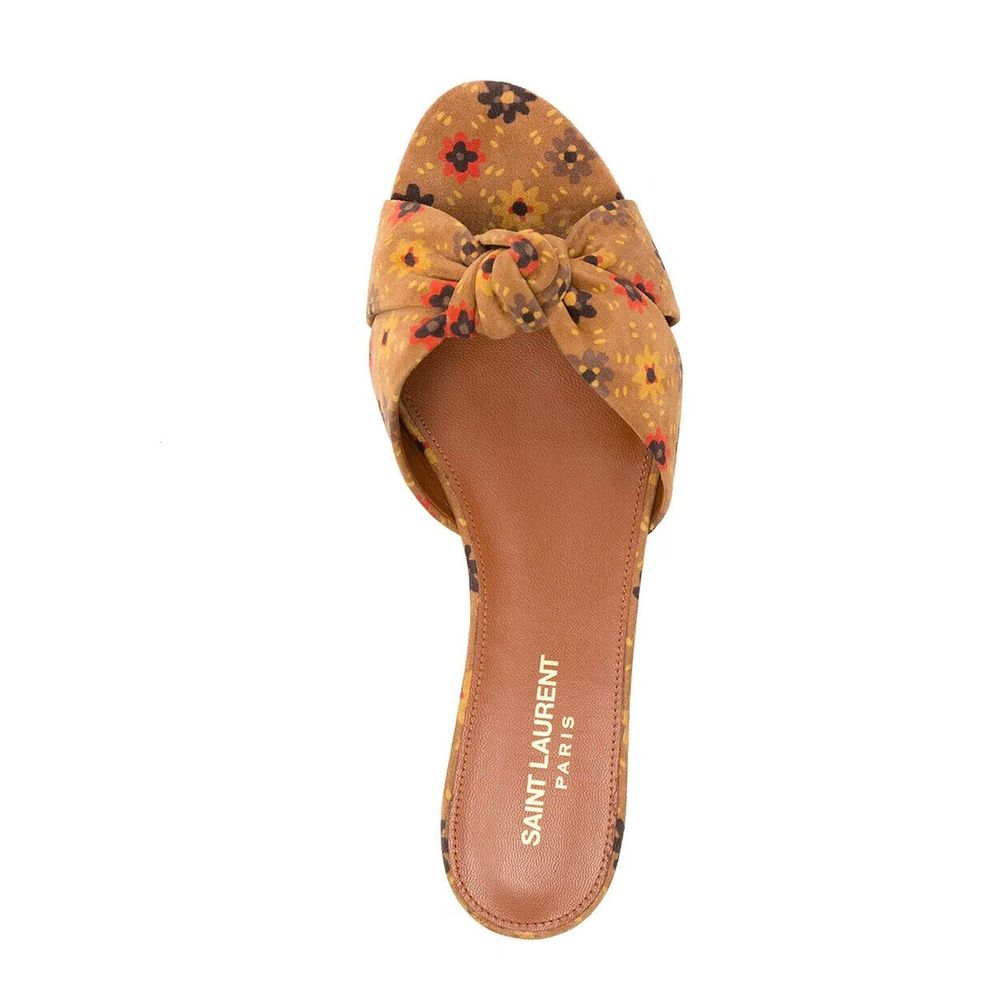Saint Laurent Suede Bianca Knotted Slides Glam Steals