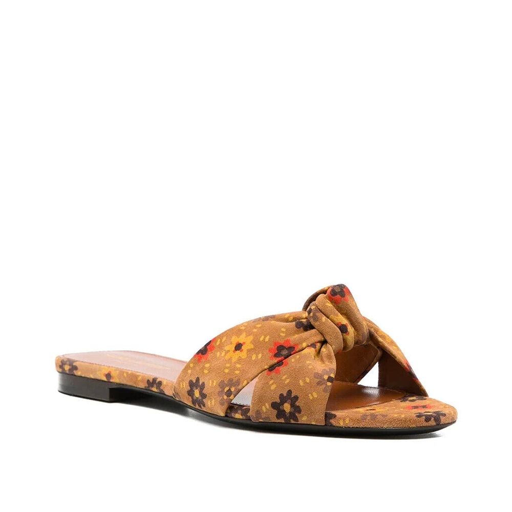 Saint Laurent Suede Bianca Knotted Slides Glam Steals