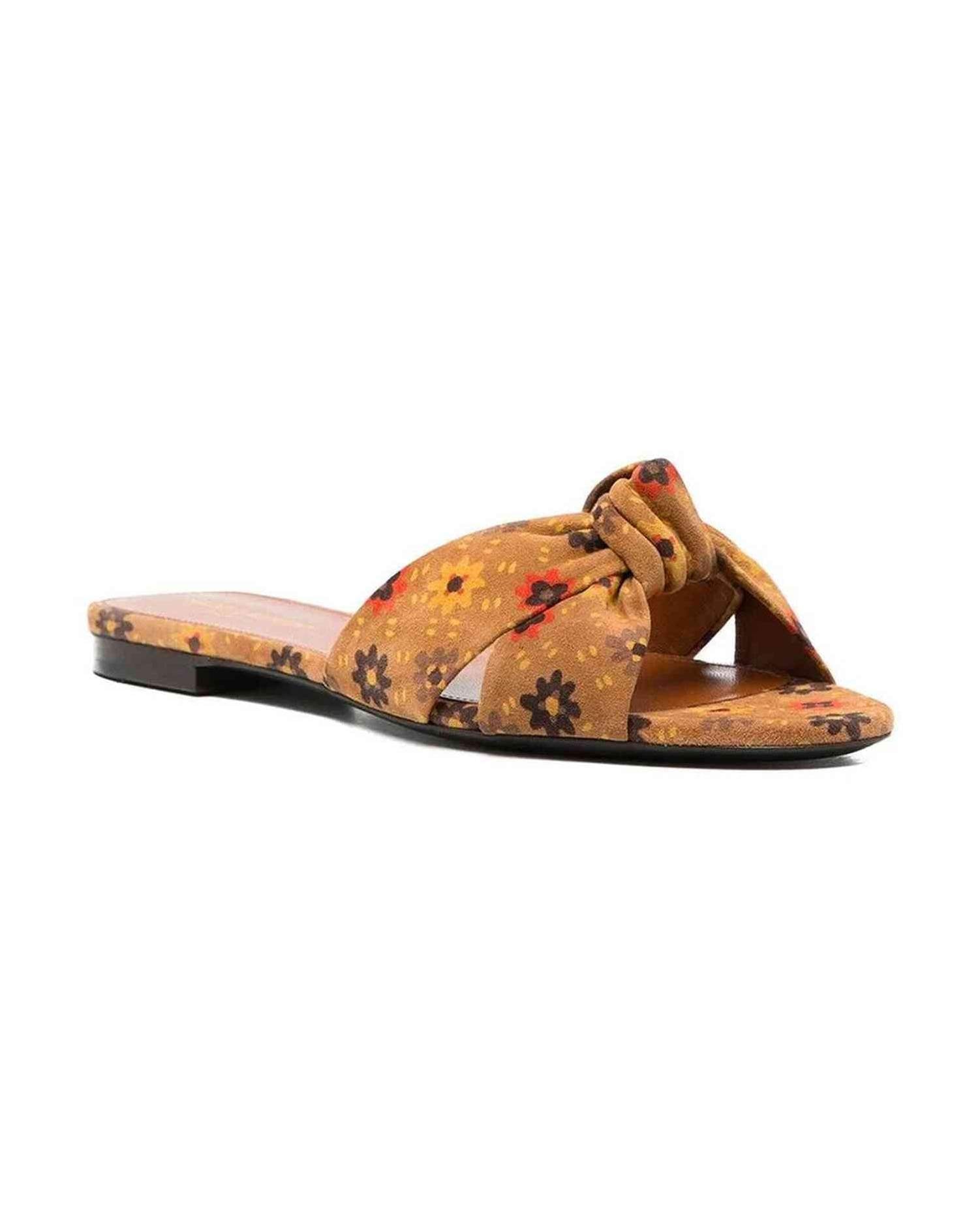 Saint Laurent Suede Bianca Knotted Slides Glam Steals