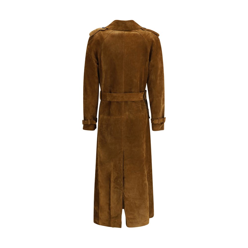 Saint Laurent Suede Trench Coat Glam Steals