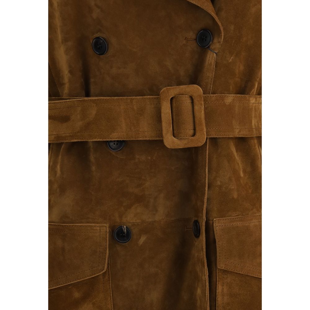 Saint Laurent Suede Trench Coat Glam Steals