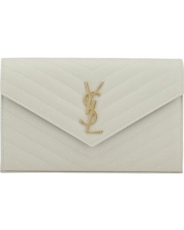 Saint Laurent White Calf Leather Bos Taurus Shoulder Bag 