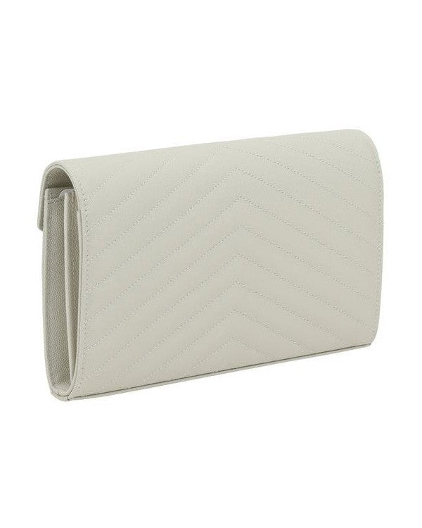 Saint Laurent White Calf Leather Bos Taurus Shoulder Bag 