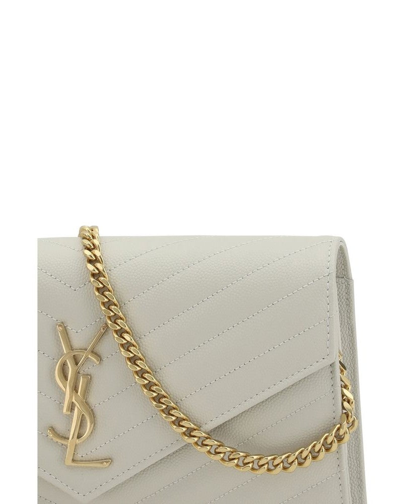 Saint Laurent White Calf Leather Bos Taurus Shoulder Bag Glam Steals