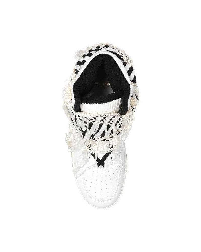 Saint Laurent White Calfskin High Top Sneakers 