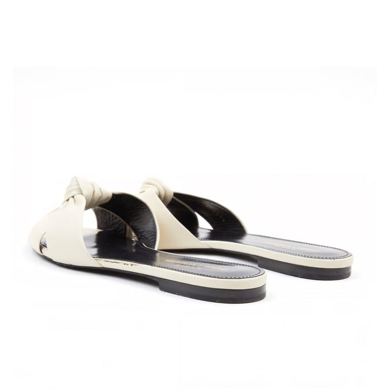 Saint Laurent White Calfskin Slides Glam Steals