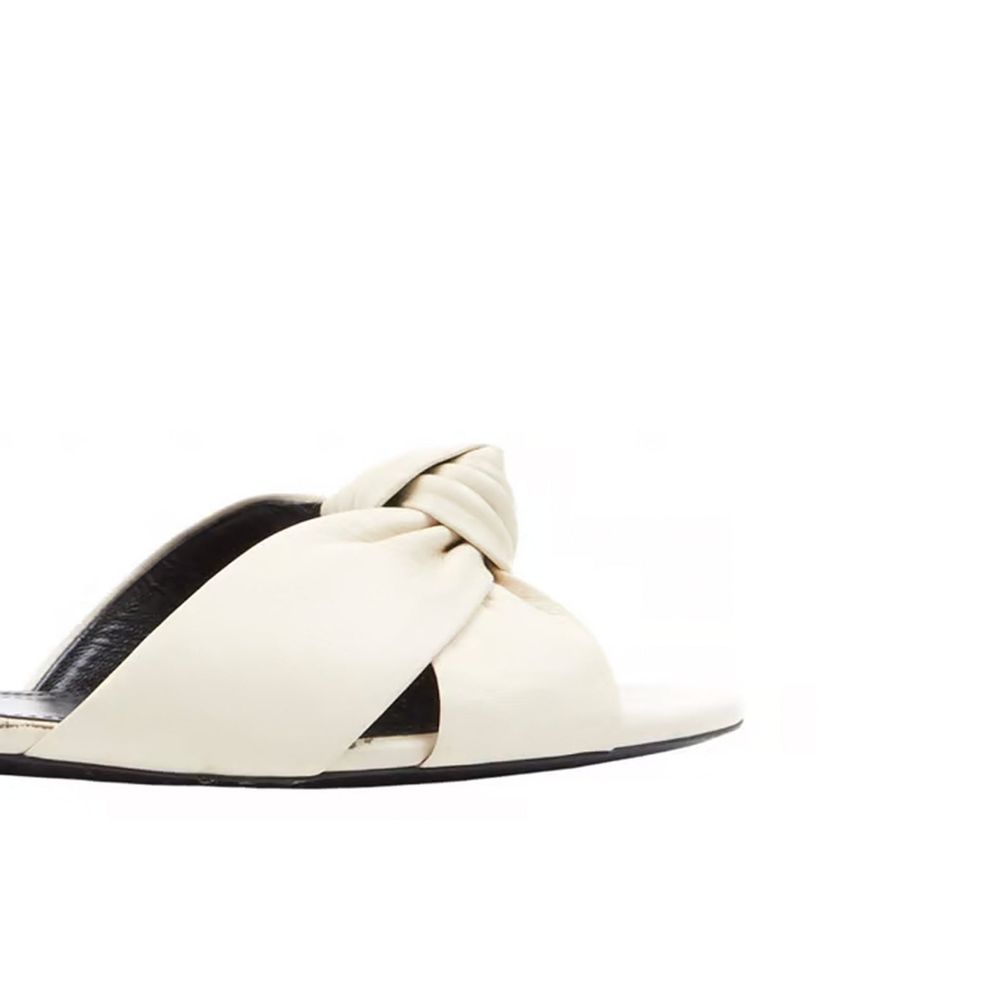 Saint Laurent White Calfskin Slides Glam Steals