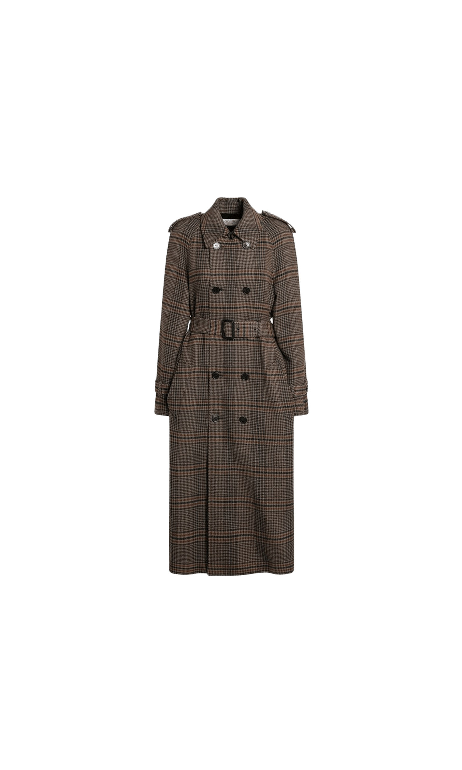Saint Laurent Wool Double Breasted Coat In Prince Of Wales Glam Steals