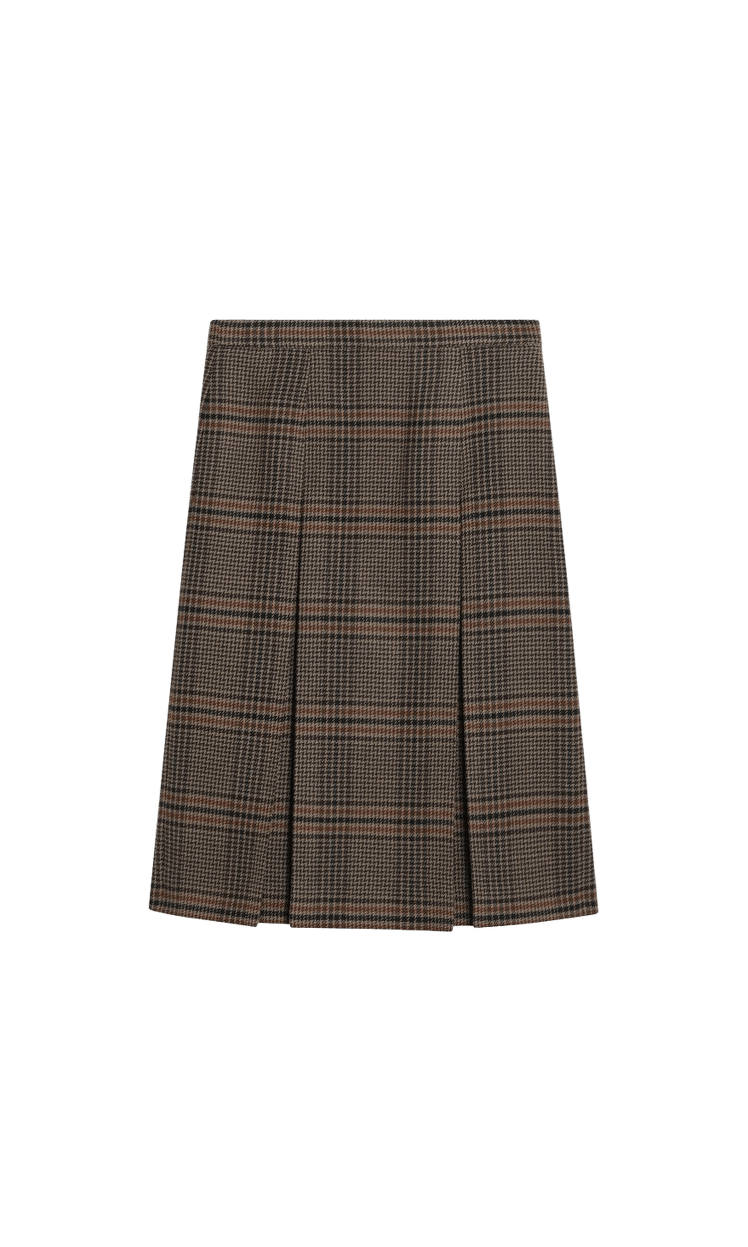 Saint Laurent Wool Prince Of Wales Midi Skirt Glam Steals
