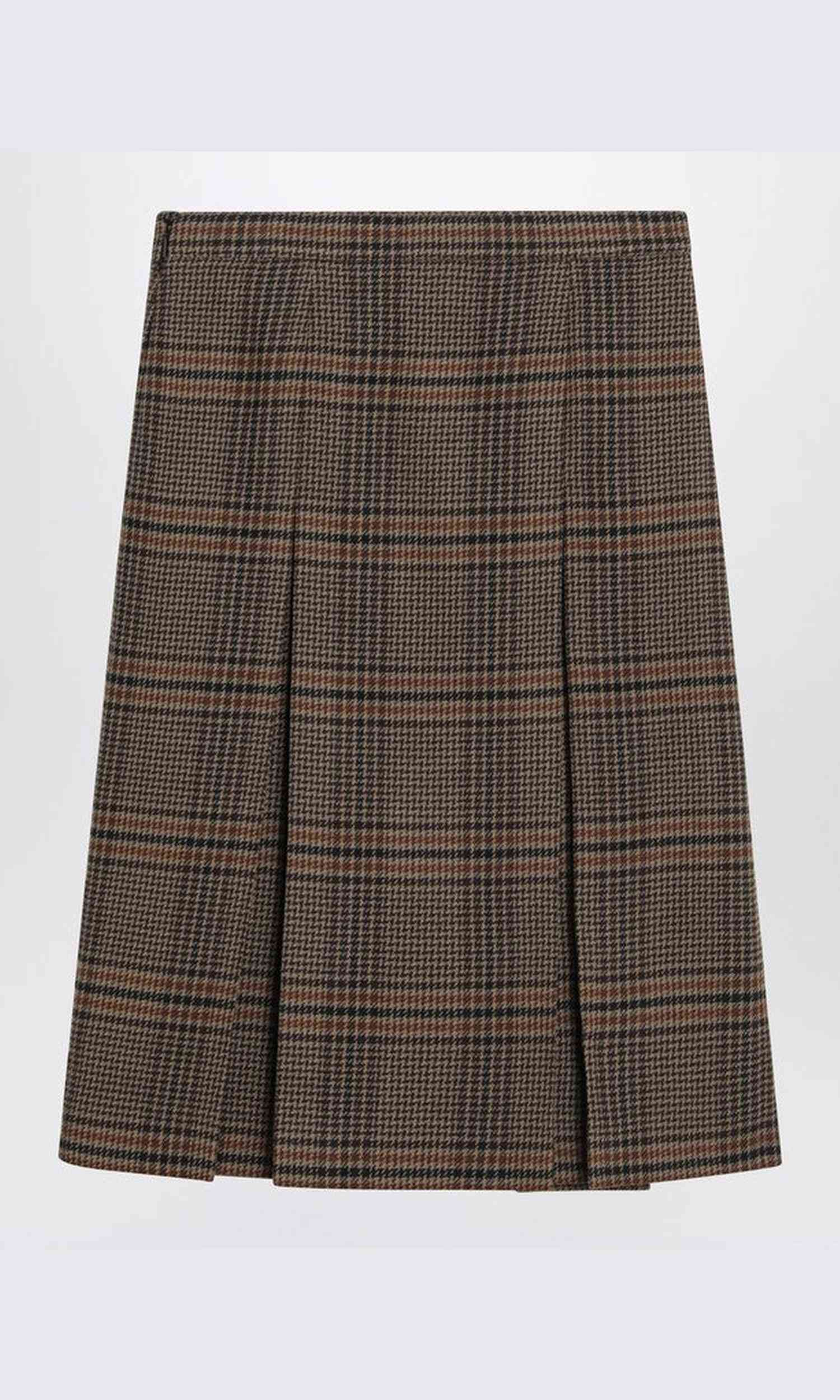 Saint Laurent Wool Prince Of Wales Midi Skirt Glam Steals