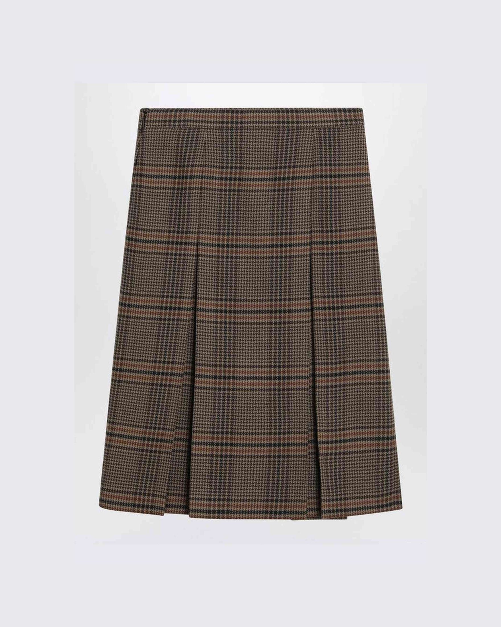 Saint Laurent Wool Prince Of Wales Midi Skirt Glam Steals