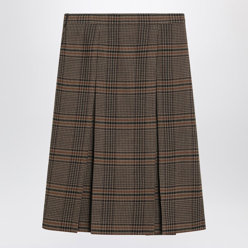 Saint Laurent Wool Prince Of Wales Midi Skirt Glam Steals