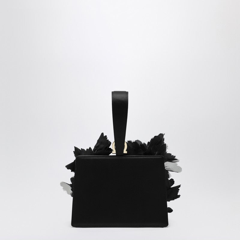 Salvatore Ferragamo Black Mini Clutch with Flowers Glam Steals