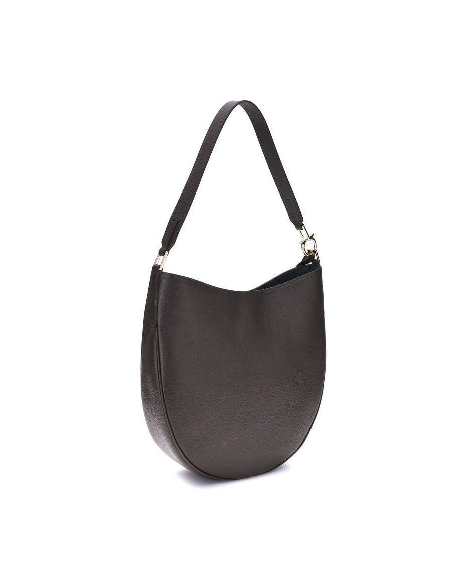 Salvatore Ferragamo Brown Calf Leather Bos Taurus Shoulder Bag Glam Steals